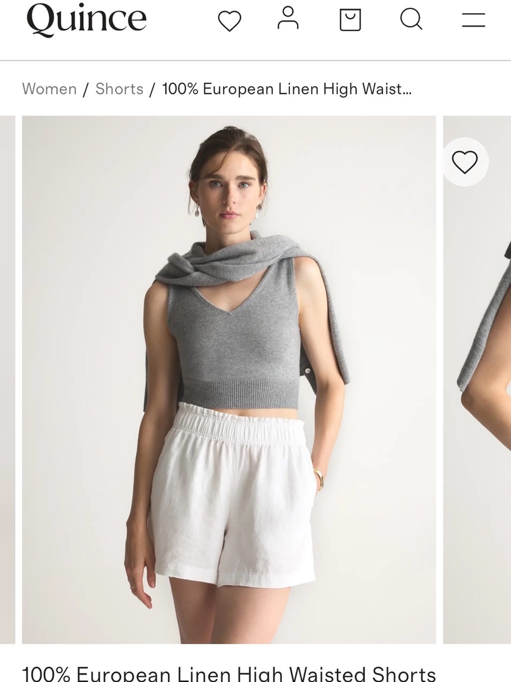 Quince High-Waist Linen Shorts — White